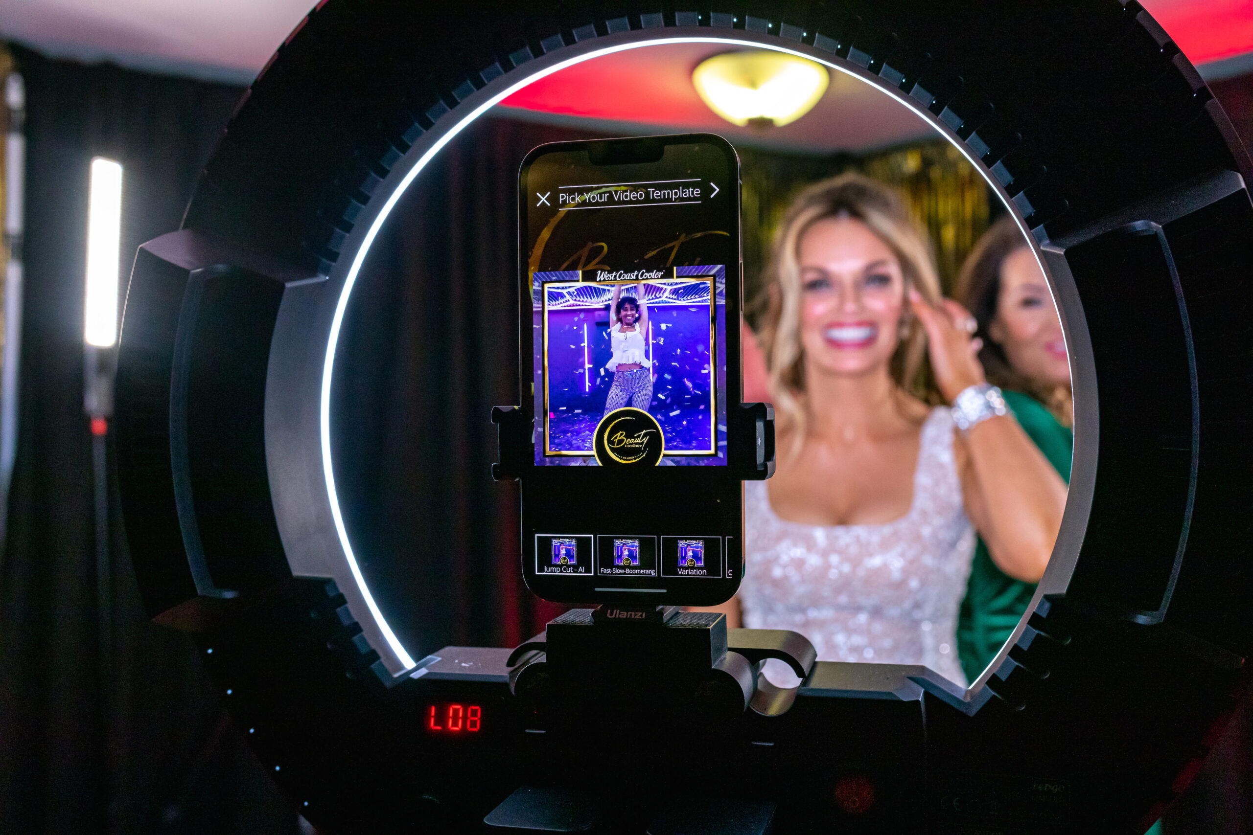 DSLR photo booth with backdrop stand for party entertainment