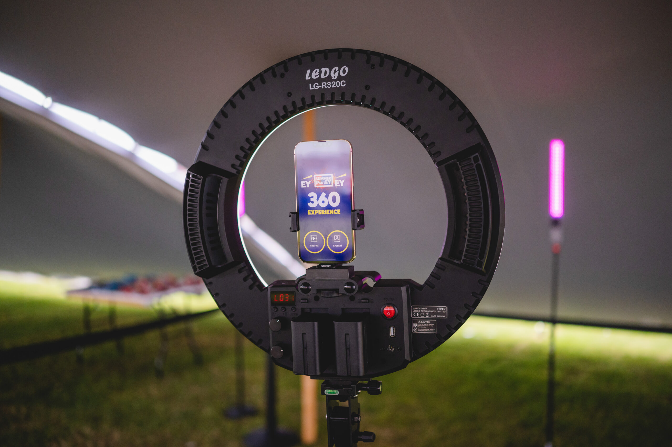 360 photo booth rental setup at wedding event in Phoenix